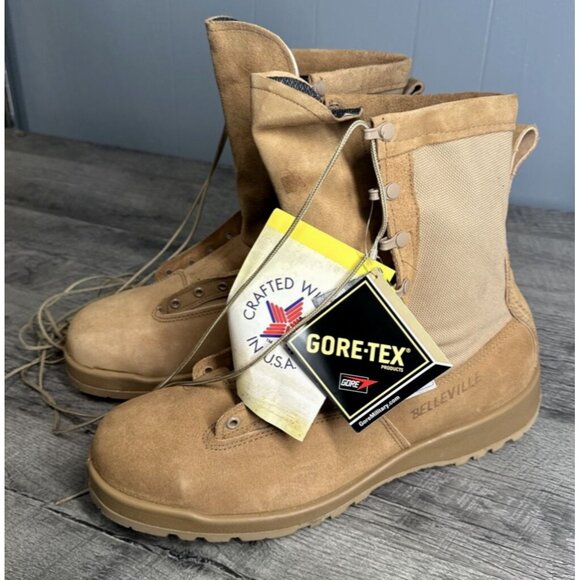 NEW Belleville Boots Mens 14.5 Tan 790 ST‎ Steel Toe Suede Combat Waterproof - Picture 1 of 9
